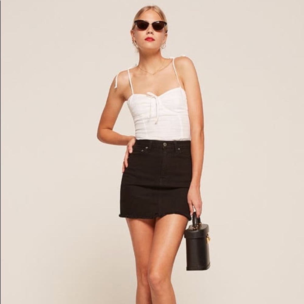 Reformation black denim mini skirt